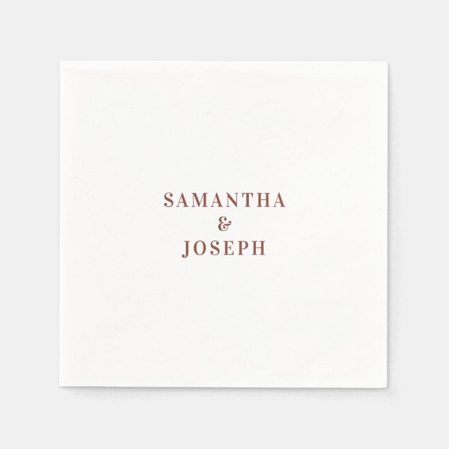 Modern Minimalist Dark Terracotta Wedding Napkin (Front)