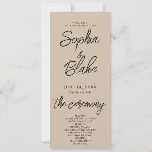 Modern Minimalist Dark Vanilla Wedding Program