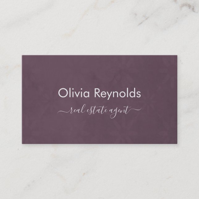 Modern Minimalist Dark Wine Burgundy Grey Text Business Card (Front)
