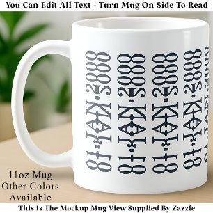 Modern Minimalist Date Hidden Message Custom DBlue Coffee Mug
