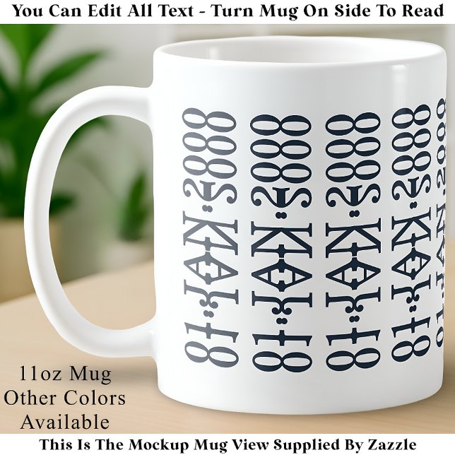 Modern Minimalist Date Hidden Message Custom DBlue Coffee Mug (Creator Uploaded)