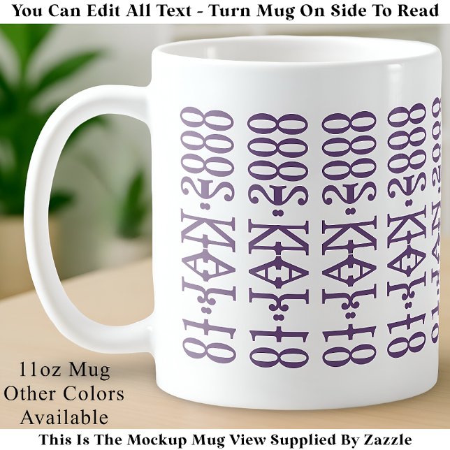 Modern Minimalist Date Hidden Message Custom Lilac Coffee Mug (Creator Uploaded)