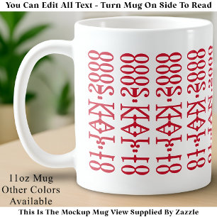 Modern Minimalist Date Hidden Message Custom Red Coffee Mug