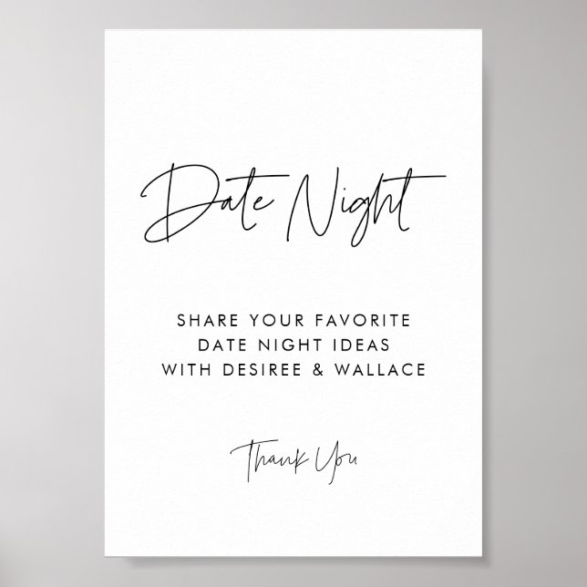Modern Minimalist Date night ideas sign (Front)