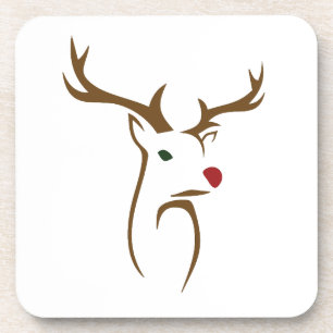Modern Minimalist Deer Line Art Christmas Coaster