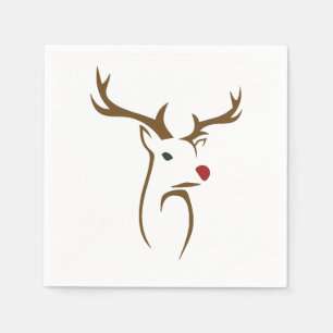 Modern Minimalist Deer Line Art Christmas Napkin