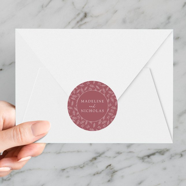 Modern Minimalist Desert Rose Botanical Wedding Classic Round Sticker (Creator Uploaded)