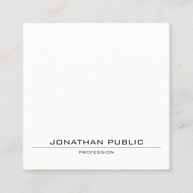 Modern Minimalist Design Elegant Plain Trendy Square Business Card (Front)