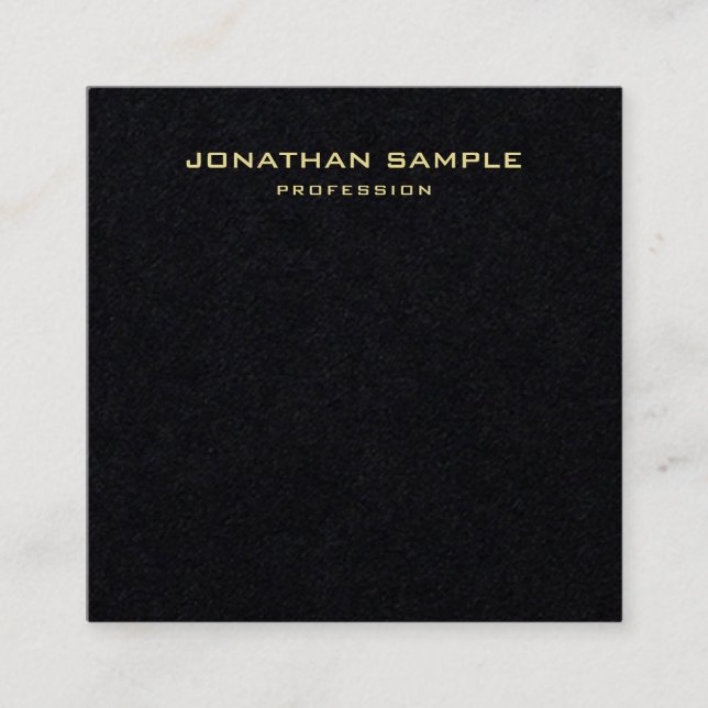 Modern Minimalist Design Gold Name Modern Simple Square Business Card (Front)