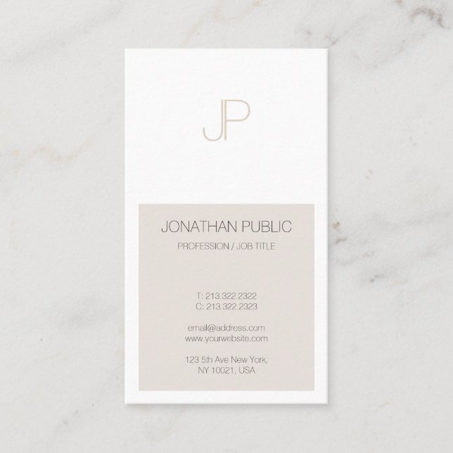 Modern Minimalist Design Monogram Template Trendy Business Card (Front)