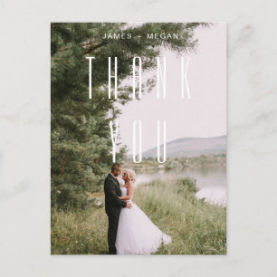 Modern Minimalist Design Photo Wedding Thank You Postcard