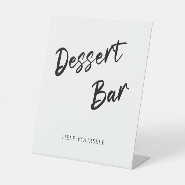 Modern Minimalist Dessert Bar Wedding Pedestal Sign (Front)
