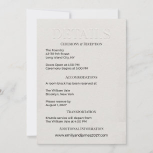 Modern Minimalist DETAILS Enclosure Wedding Invitation