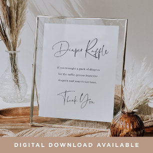 Modern Minimalist Diaper Raffle Baby Shower Sign