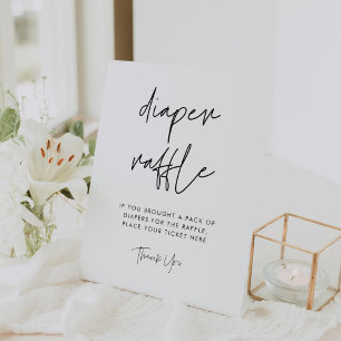 Modern Minimalist Diaper Raffle Pedestal Sign