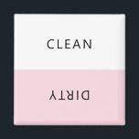 Modern Minimalist Dishwasher Clean Dirty Magnet<br><div class="desc">Modern minimalist pastel pink dishwasher clean or dirty magnet for indicating dishes in home kitchen.</div>