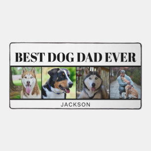 Modern Minimalist Dog Dad Four Photo Collage  Desk Mat