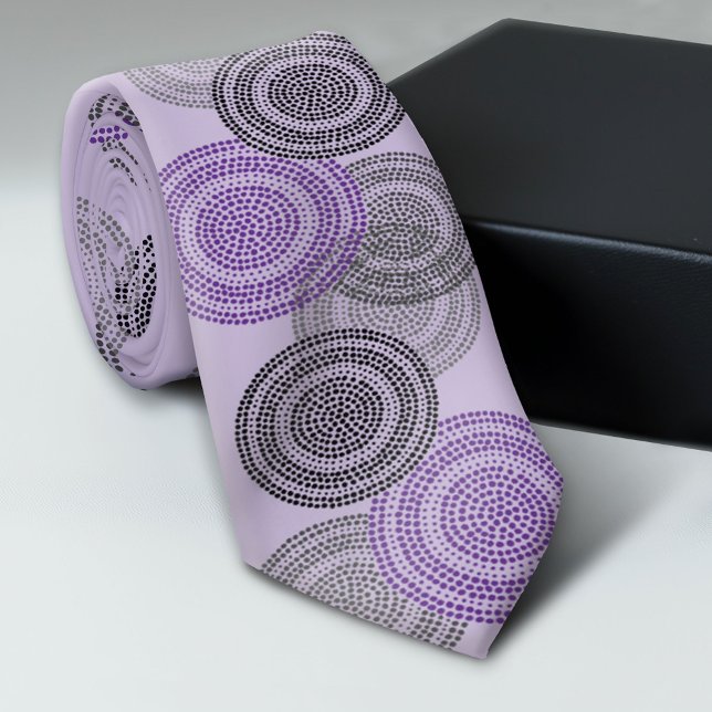Modern Minimalist Dot Circle Black Purple Tie (Trendy Neck Tie Pattern)