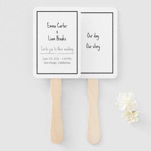 Modern Minimalist Double Sided Wedding Program Fan
