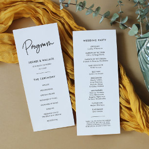 Modern minimalist double sided wedding programme