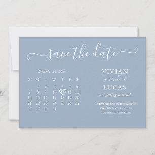 Modern Minimalist Dusty Blue Calendar Budget Invitation