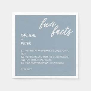 Modern Minimalist Dusty Blue Fun Facts Wedding Napkin
