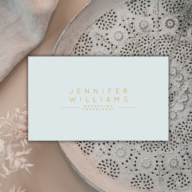 Modern Minimalist Dusty Blue Gold Business Card (Creator Uploaded)