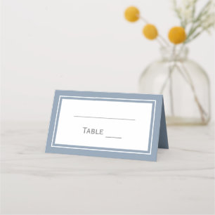 Modern Minimalist Dusty Blue Grey Wedding Place Card