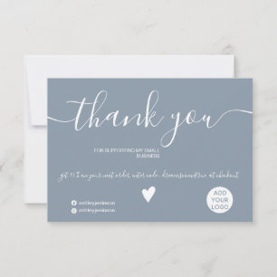 Modern minimalist  dusty blue order thank you card