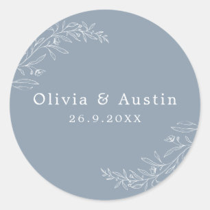 Modern Minimalist Dusty Blue Wedding Envelope Seal