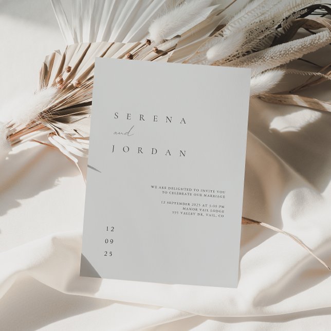 Modern Minimalist Dusty Blue Wedding Invitation (Creator Uploaded)
