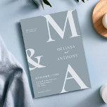 Modern Minimalist Dusty Blue Wedding Invitation<br><div class="desc">Modern Minimalist Dusty Blue Wedding Invitation. Features bold monogram typography and minimal graphic design. Personalise text with all the details of your special day.</div>