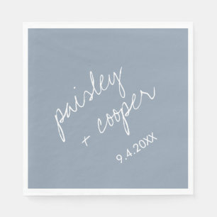 Modern Minimalist Dusty Blue Wedding  Napkins
