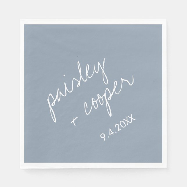 Modern Minimalist Dusty Blue Wedding  Napkins (Front)