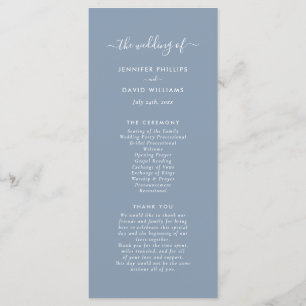 Modern Minimalist Dusty Blue Wedding Program Programme