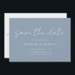 Modern Minimalist Dusty Blue Wedding Save the Date<br><div class="desc">A simple modern save the date card. Personalise this minimalist dusty blue and white design to have your personal details and message.</div>