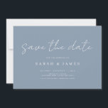Modern Minimalist Dusty Blue Wedding Save the Date<br><div class="desc">A simple modern save the date card. Personalise this minimalist dusty blue and white design to have your personal details and message.</div>