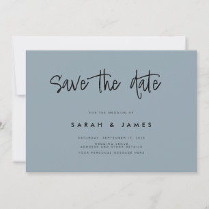 Modern Minimalist Dusty Blue Wedding Save the Date