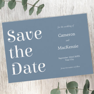 Modern Minimalist Dusty Blue Wedding Save the Date