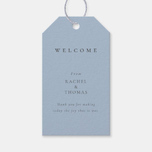 Modern Minimalist dusty blue Wedding Welcome Gift Tags