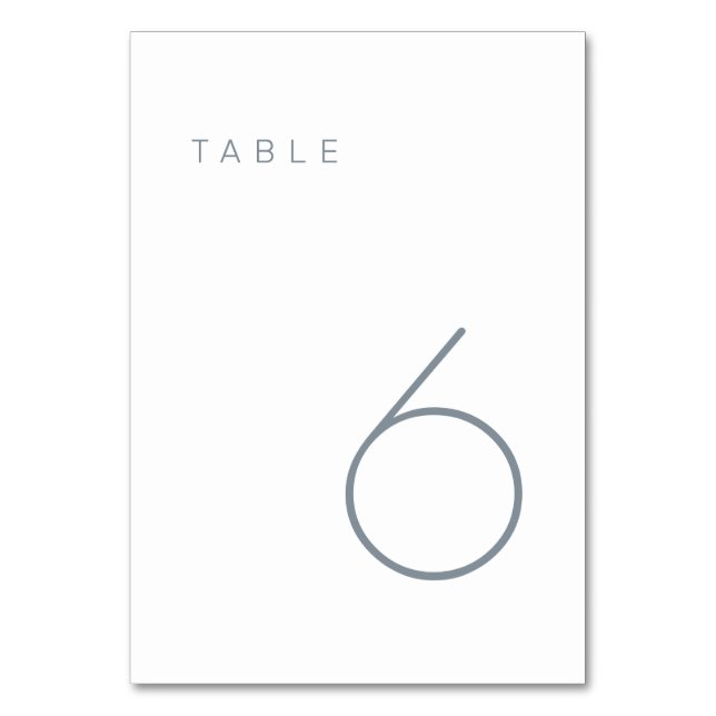 Modern Minimalist Dusty Blue & White Table Number (Front)