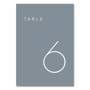 Modern Minimalist Dusty Blue & White Table Number