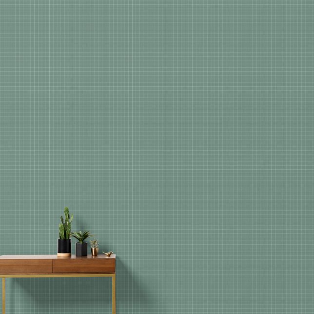 Modern Minimalist Dusty Green Chequered Home Decor Wallpaper (Modern Minimalist Dusty Green Checkered Home Decor Wallpaper)