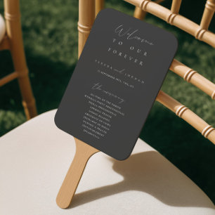 Modern Minimalist Dusty Grey Ceremony Program Hand Fan