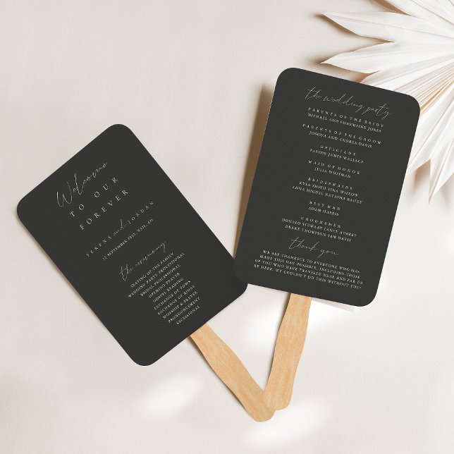 Modern Minimalist Dusty Grey Ceremony Program  Hand Fan (Creator Uploaded)