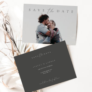 Modern Minimalist Dusty Grey Photo Save the Date
