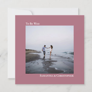 Modern Minimalist Dusty Rose Square Photo Wedding Invitation