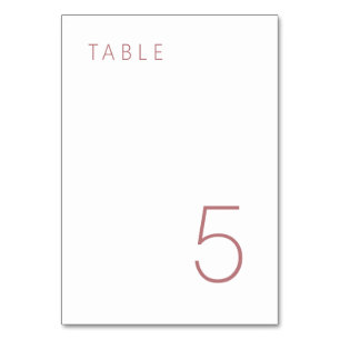 Modern Minimalist Dusty Rose Table Number