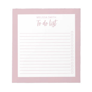 Modern Minimalist Dusty Rose To Do List Notepad