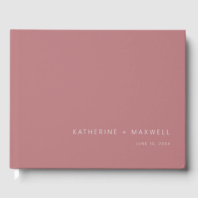 Modern Minimalist Dusty Rose Wedding Guest Book (Front)